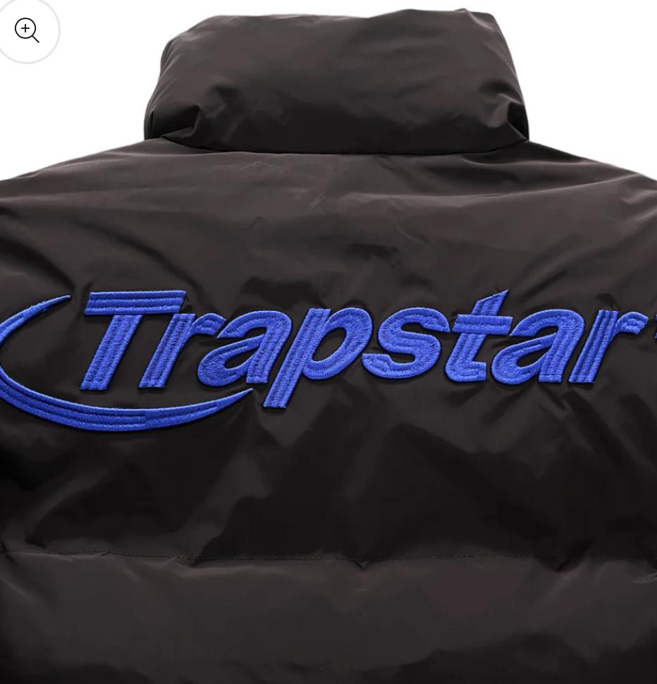 Trapstar puffer jacket black blue