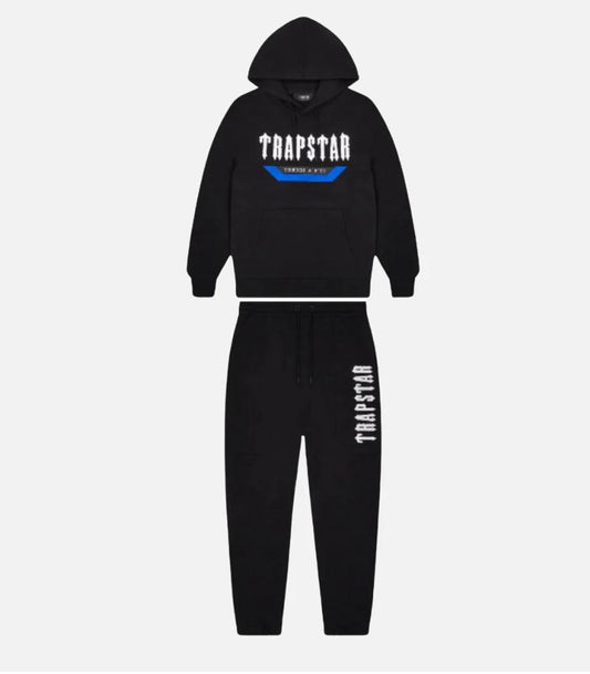 TRAPSTAR CHENILLE DECODED 2.0 HOODED TRACKSUIT - BLACK/WHITE/BLUE