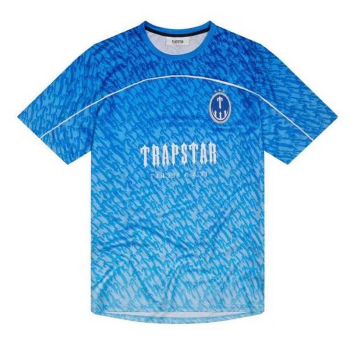 Trapstar Short Sleeve Crew Neck t Shirt Blue Jersey Men