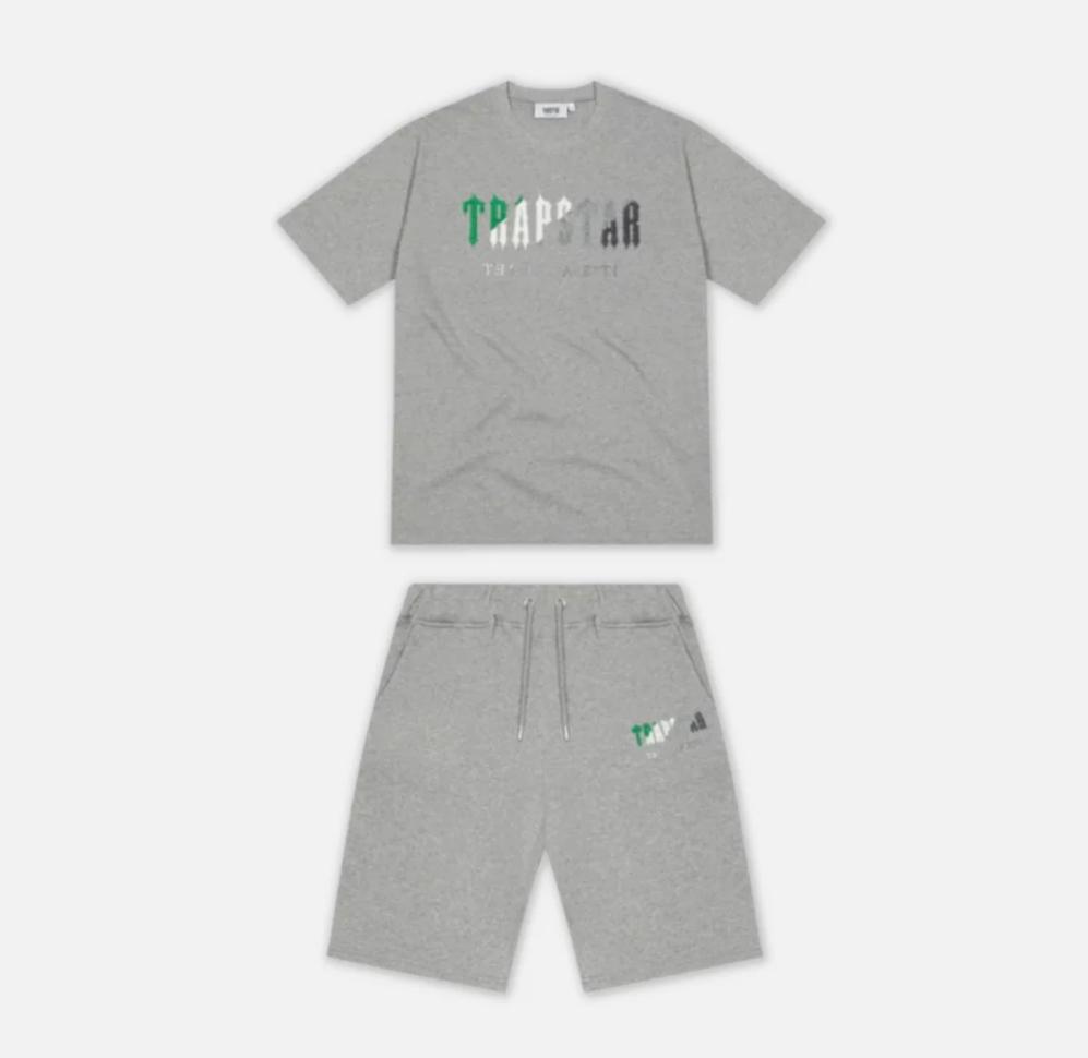 TRAPSTAR CHENILLE DECODED SHORTS SET - GREY/GREEN