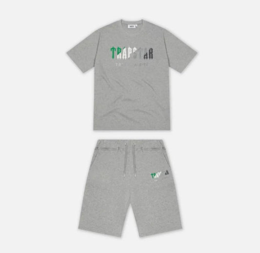 TRAPSTAR CHENILLE DECODED SHORTS SET - GREY/GREEN