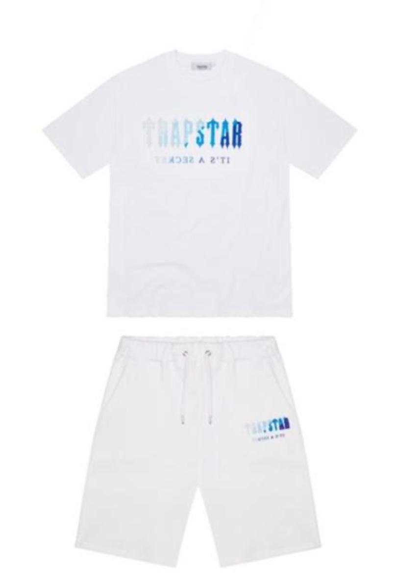 TRAPSTAR CHENILLE DECODED SHORTS SET - white/blue