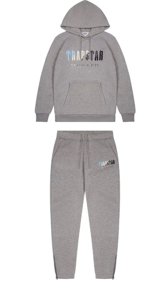 TRAPSTAR CHENILLE DECODED HOODIE TRACKSUIT - GREY ICE FLAVOURS EDITION