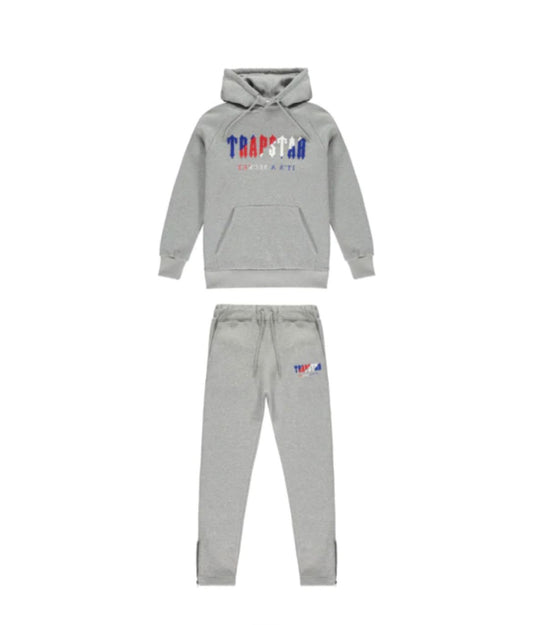 TRAPSTAR CHENILLE DECODED HOODED TRACKSUIT - GREY REVOLUTION EDITION