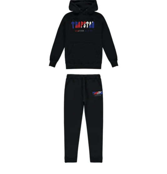 TRAPSTAR CHENILLE DECODED HOODED TRACKSUIT - BLACK REVOLUTION EDITION