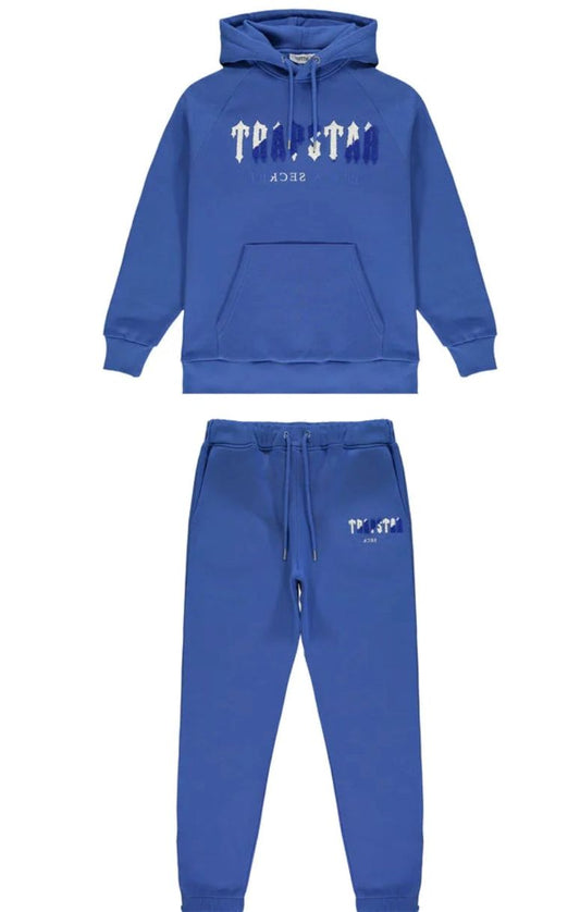 TRAPSTAR CHENILLE DECODED HOODED TRACKSUIT - DAZZLING BLUE/WHITE